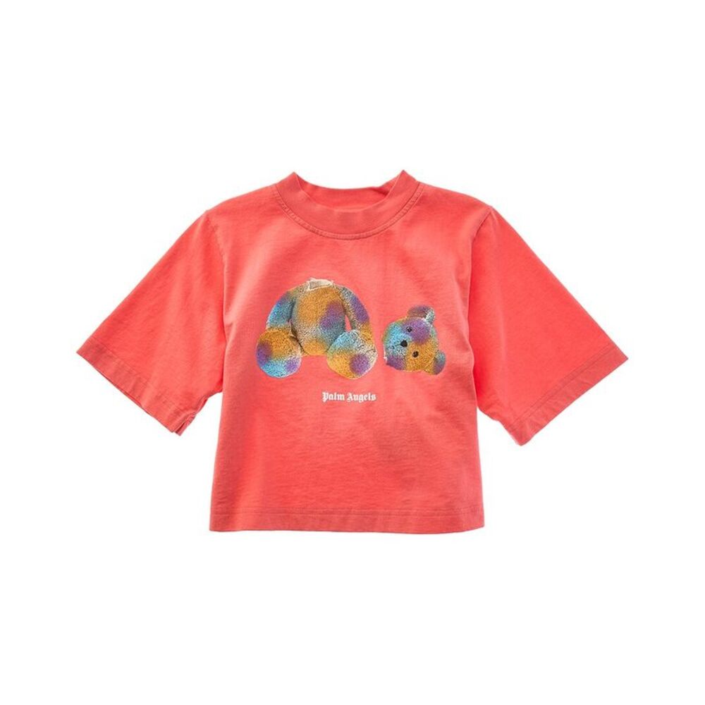 Palm Angels Girls Bear Cropped T-Shirt, Pink
